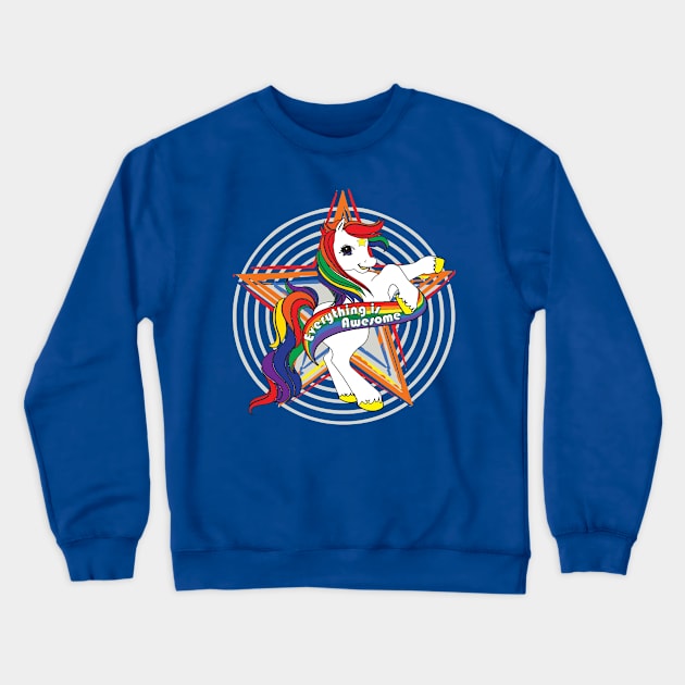 Colorful Awesome Pony Crewneck Sweatshirt by GnarllyMama